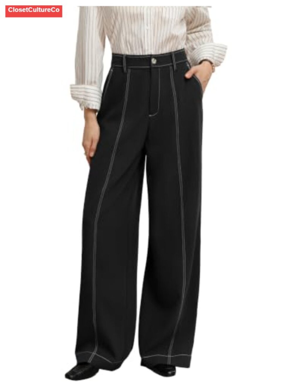 Wide Leg High Waist Trousers Palazzo Casual Work Pants